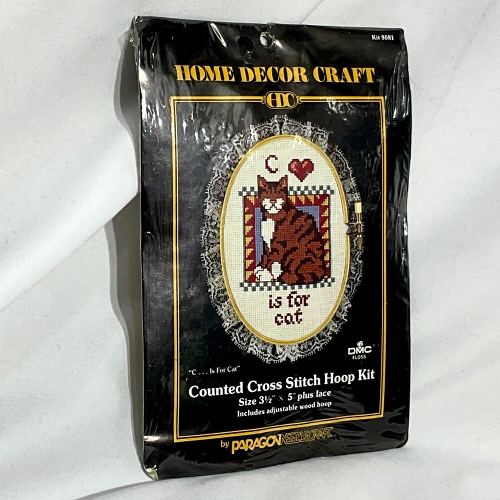 C is for Cat Counted Cross Stitch Kit Unopened Paragon Kitty Home Decor Craft